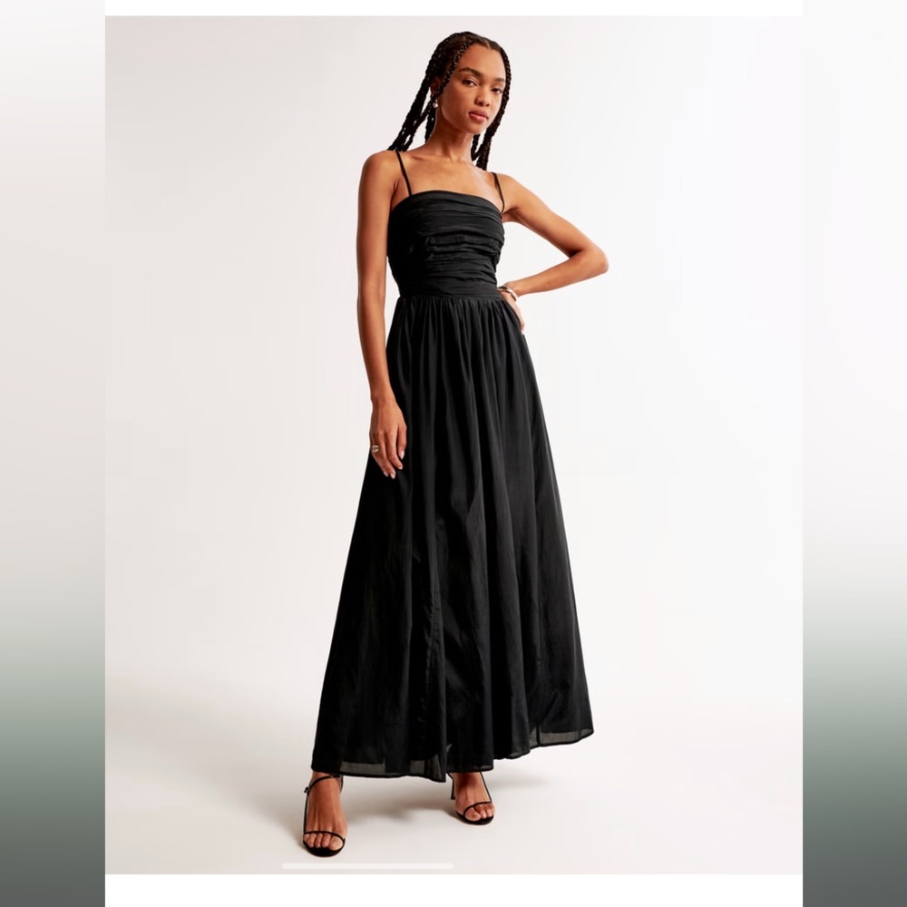 Abercrombie Emerson black lace-up back maxi dress size medium tall